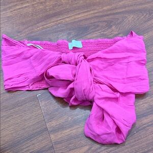 ISH Hot Pink Strapless Tie-Front Tube Top